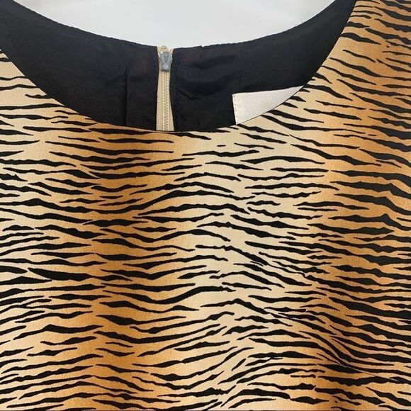 Fattaneh Bahari Sleeveless Tiger Print Sheath Dress Size 8 - Picture 6 of 10